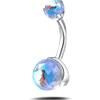NovaNavel Piercing ombelico goccia d\'oceano prismatico azzurro in argento
