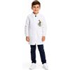 Ambrosino Grembiule asilo bambino con Zip Ambrosino ricamo BMX S527, BIANCO