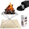 AKOLAFE Braciere portatile per campeggio, 41 x 41 x 36 cm, grande, pieghevole, in acciaio inox, con tappetino per barbecue, cortile, patio, giardino