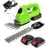 TECKZOON Tagliasiepi a Batteria, 2 in 1 Tagliasiepi Elettrico e Forbici per Erba con 2 Batterie e Caricabatterie, Larghezza Taglio 22cm & 13cm, Cesoie Portatile per Tagliare Siepi e Prati