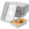 PUCSIQ 40 Vaschette Alluminio con Coperchio, 1100 ml, Contenitori per Alimenti Monouso per Forno, Cottura e Grigliare, 21,5 x 16 x 5 cm