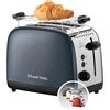 Russell Hobbs Tostapane - 2 Fette - Acciaio Inox Grigio; Scomparti per toast extra larghi; 6 livelli di doratura; Funzione di scongelamento; Funzione solleva e guarda, 1600 W, ColorPlus 26552-56
