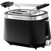 Russell Hobbs Tostapane 2 Fette Brontë Nero con 6 Livelli di Doratura, Opaco, Dettagli in Acciaio Inox, Fessure Larghe, Funzione High Lift, Opzioni Scongelamento, Riscaldamento e Annulla, 26760-56