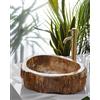 MG Valencia Lavabo da Appoggio Bagno in Legno Fossilizzato Modello WOOD 50x40x15cm. Lavandino Bagno da Appoggio Rotondo, Color Legno. Scarico Lavandino 4,5 cm