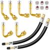 TXHKNX 14 Pezzi Valvola Pneumatico Auto, Valve Extender Adattatore 45° 90° 135° in Ottone, Kit Tubo Gonfiaggio Valvole Pneumatici e Cappucci Metallici, per Camion, Auto, Moto, Bici, Scooter, Universale