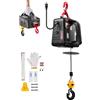 VEVOR Verricello Paranco Elettrico per Sollevamento di Carico, Capacità max. 500 kg, Argano Portatile da 1500 W, Altezza di Sollevamento 7,6 m, Telecomando Manuale e Wireless da Officina Garage