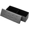 VEVOR Panca Contenitore Pieghevole Panca a Fine Letto Carico 299,37 kg con Tasche Laterali Contenitore Imbottito Pieghevole, Pouf Letto in Lino con Ampio Spazio per Soggiorno, Grigio