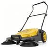 VEVOR Spazzatrice Manuale a Spinta da Giardino, Spazzarifiuti non Elettrica con Larghezza Pulizia 650 mm, Contenitore da 18,9 Litri e Manico Pieghevole Regolabile, Colore Giallo, per Cortili Garage