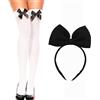 Miaija 2 fasce per capelli con fiocco e calze nere Alice nel paese delle meraviglie Cosplay accessori per capelli decorazioni per feste in maschera per ragazze e donne per tutti i giorni