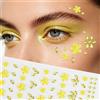 Fukaisu 4 Fogli Fiore Viso Gemme Adesivi, Autoadesivi Lucidi Strass Gioielli per Donne Occhi Corpo Unghie Festival Halloween Natale Cosplay Festa Trucco Decalcomanie (Giallo)