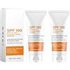 ZOMKIFA 2 Pezzi Crema Solare SPF 100, Protezione Solare 100 SPF per Viso e Corpo, Formula Idratante a Rapido Assorbimento, Alta Protezione UVA/UVB, Ideale per Pelli Sensibili e Cicatrici, 2 x 50g