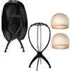 LEPGUYO 2 Porta Parrucca 35cm, Rotondo Smontabile Testa Polistirolo Alternativa, con 2 Cuffie per Parrucca, per Camera da Letto Donne