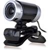 Baluue Webcam con Microfono USB 720p Videocamera HD per Videochiamate e Teleconferenze, Plastico Nero, 30fps Qualità Video Chiara, Clip Integrata per Desktop