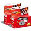 AgfaPhoto AGFA PHOTO 601020 - Fotocamera usa e getta LeBox Flash, 27 foto, obiettivo ottico 31 mm, grigio e rosso