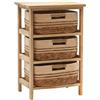 EMPOTEC Cassettiera Comò Multiuso in Legno Naturale, 3, 4 o 5 Cassetti, Salvaspazio, per Bagno, Cucina e Sala, Uso Interno ed Esterno (3 ceste 37x27x57)