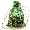 ORGEFY 100 Pezzi/Lotto 7X9 cm 9X12 cm 11X16 cm 13X18 cm Sacchetto di Organza Color Oro a Forma di Cuore Rosa per Gioielli di Natale, Confezione Regalo - Verde Oro Rosa - 13x18 cm 100 Pezzi