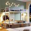Lekvvied Letto a soppalco 90x200cm con striscia luminosa a LED e asta appendiabiti,metallo letto a castello con 2 cassetti e ripiani multipli,ferro letto singolo,letti per ado,senza materasso,Bianco