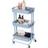 Compactor Carrello con Ruote Portatutto a 3 Ripiani - Carrello Cucina e Porta Attrezzi in Metallo e Plastica Blu - Organizer Salvaspazio per Casa e Ufficio