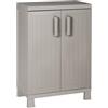 Toomax Armadio Wood Midi Basso 65x37x93h cm in plastica resistente effetto legno grigio tortora/grigio chiaro, con 2 ripiani regolabili e piedini, ideale per garage, cantine e spazi interni