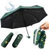 SLTAXAR Mini ombrello con custodia, ombrello pieghevole piccolo con 8 aste, ombrello da tasca per donna e uomo, ombrello compatto portatile per sole e pioggia, Verde con cuore