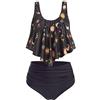 JMSUN Costume da Bagno Tankini da Donna a Vita Alta con Balze Luna