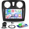 VECHTEL Autoradio 2G+64G Android 15 per Renault Dacia Sandero 2 B52 2012-2019, 9'' IPS 1280*720P Schermo Tactile co 5G Wi-Fi GPS Carplay Android Auto senza Fili USB Bluetooth 5.0 EQ FM RDS Retrocamera