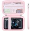 Supmay custodia di trasporto dura per fotocamera digitale Canon PowerShot SX740/ SX730/ SX720/ SX620/ G7X, Borsa di archiviazione protettiva con tasca in rete a cerniera per la batteria, Gelatina rosa