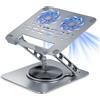 Drepint Supporto PC Portatile con Ventole Magnetica, Pieghevole Ergonomico Porta PC con Base Girevole a 360°, Altezza Regolabile, Supporto per Laptop/Tablet Fino a 16.2