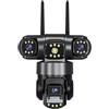Fangxuee Camera IP WiFi 3 Lens Camera WiFi Tre Schermi CCTV Esterno CCTV Video Surveillance Camera Mozzicamento Automatico da 6 MP PTZ Security Security Camera Plug