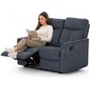 BAKAJI Divano 2 Posti Recliner Manuale con Imbottitura ad Altissima Densità, Poltrona Schienale e Poggiapiedi Reclinabile, Design Moderno, Ideale per Soggiorno, Salotto, 132 x 96 x 103 cm
