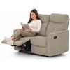 BAKAJI Divano 2 Posti Recliner Manuale con Imbottitura ad Altissima Densità, Poltrona Schienale e Poggiapiedi Reclinabile, Design Moderno, Ideale per Soggiorno, Salotto, 132 x 96 x 103 cm