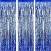 AILEXI 3 confezioni di tende in metallo a forma di foglia, frangia a luccichio, per porta finestra, decorazione per compleanni, forniture per feste di matrimonio, 3 ft*8 ft (92 x 245 cm) - blu scuro