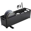 YAMAZAKI 4315 TOWER Slim Dish Drainer, black, ABS Resin, 55.5 x 16.5 x 16 cm