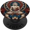 Buddha Designs by Kajiro Buddismo buddista con bandiera USA con fiore di loto PopSockets PopGrip Adesivo