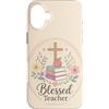 Teacher & Classroom Co. Custodia per iPhone 16 Plus Libri floreali per insegnanti cristiani Apple Faith Blessing