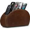 Londo Porta Telecomandi con 5 scomparti - Per contenere telecomandi di TV, stereo, decoder, DVD, Blu-Ray - in Vera Pelle con fodera interna in suede. Adatto per salotto o camera da letto