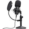 GXTrust 269 Emita II Microfono con Supporto da Tavolo Regolabile, Filtro Pop, Pattern Cardioide 192 kHz/24 bit, Microfono Gaming USB per Podcast Youtube, ASMR, Streaming, Twitch, PC, PS4, PS5, Nero