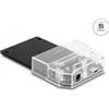 Delock - Alloggiamenti per docking station HDD / SSD: 1 - 2,5" (6,4 cm) - SATA 6Gb/s - USB-C 3.2 (Gen 1) - Nero (63205)