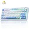 AULA-Verlag Tastiera meccanica da gaming AULA F75, senza fili, con illuminazione RGB LED, layout QWERTY americano, frequenza 2,4 GHz/USB-C/Bluetooth, compatibile con Windows/Mac, colore blu "Sea Salt"