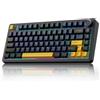 AULA-Verlag Tastiera meccanica da gaming AULA F75, senza fili, con illuminazione RGB LED, layout QWERTY US, con connessione a 2,4 GHz/USB-C/Bluetooth, compatibile con Windows/Mac, colore nero "Thunder Black Crescent"