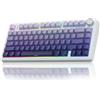 AULA-Verlag Tastiera meccanica da gaming AULA F75, senza fili, con illuminazione RGB LED, layout QWERTY US, con connessione a 2,4 GHz/USB-C/Bluetooth, compatibile con Windows/Mac, colore viola sfumato con incisione laterale a forma di stella stilizzata
