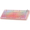 AULA-Verlag Tastiera meccanica da gaming AULA F75, senza fili, con illuminazione RGB LED, layout QWERTY US, frequenza 2,4 GHz/USB-C/Bluetooth, compatibile con Windows/Mac, colore rosa sfumato con incisione laterale a tema "Sakura"