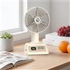YZYOE Mini ventilatore retro ricaricabile, piccolo ventilatore colore crema carino con ingranaggio e schermo di visualizzazione della batteria, 2 interruttori.