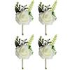 VOANZO 4PCS Wedding Boutonniere Artificiale PE Rose Fiori Corpetti per Sposa Sposo Groomsmen Ragazze Bouquet Spilla Pin 15x8x5cm (Bianco)