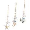 Alipis Decorazione Sospesa Mare Medio 3 Pezzi in Legno Motivo di Pesce, Stelle Marine e Ornitotteri, per Camera o Salotto, Decorazione Sospesa a Tema Marino Elegante