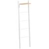 HOMCOM Scala portasciugamani con ripiano superiore e 4 barre, portasciugamani da bagno a parete, scala inclinata, per camera da letto, soggiorno, 43x20x151 cm, bianco e rovere, bianco e rovere