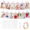 MeiHongJiaYe Striscia Fotografica 1° Compleanno per Bambini 1-12 Mesi, Decorazione Appendibile per Feste, Ghirlanda Foto per Primo Compleanno Ragazza/Ragazzo, Addobbo Parete per Battesimo (Oro rosa)