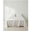 GAMUSI Set di lenzuola per letto 150 x 190/200, 100% cotone, 4 pezzi, traspirante, morbido, colore bianco