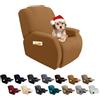 FIGOOO Copripoltrona Relax Reclinabile Copripoltrona 1 Posto Elasticizzato Relax Universale con Tasche 4-Pezzi Fodere per Poltrona Relax Lavabile Rimovibile Coprisedile Chivas,Cammello