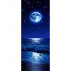 A.Monamour Adesivo Porta Autoadesiva Super Luna Nel Cielo Stellato Blu Sulla Spiaggia Del Mare Vinile PVC Adesivi per Porte Interne 3D Pellicola Adesiva Poster Sticker Murale Parete Carta da Parati
